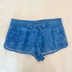 Vintage Juicy Couture Blue Tie-Dye Cotton Velour Shorts